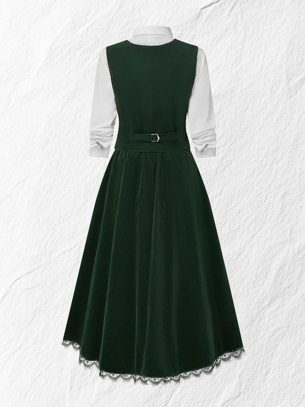Cotton Vest (Shirt and Skirt Not Included), Sleeveless, V Neck, Plain, Button Design, Vintage, Green