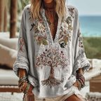 Women's Tribal Tree Of Life Floral Art Casual Shirt