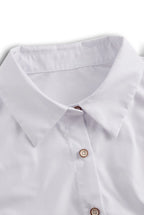 Chic White Button-Up Blouse And Black Pencil Skirt Set