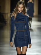 Retro Elegant Artistic Blue Denim Mini Dress