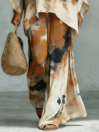 Women's Vintage Art Comfortable Loose Cotton Linen Wide-leg Pants Two-piece Set