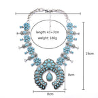 Boho Turquoise Flower Pendant Alloy Necklace