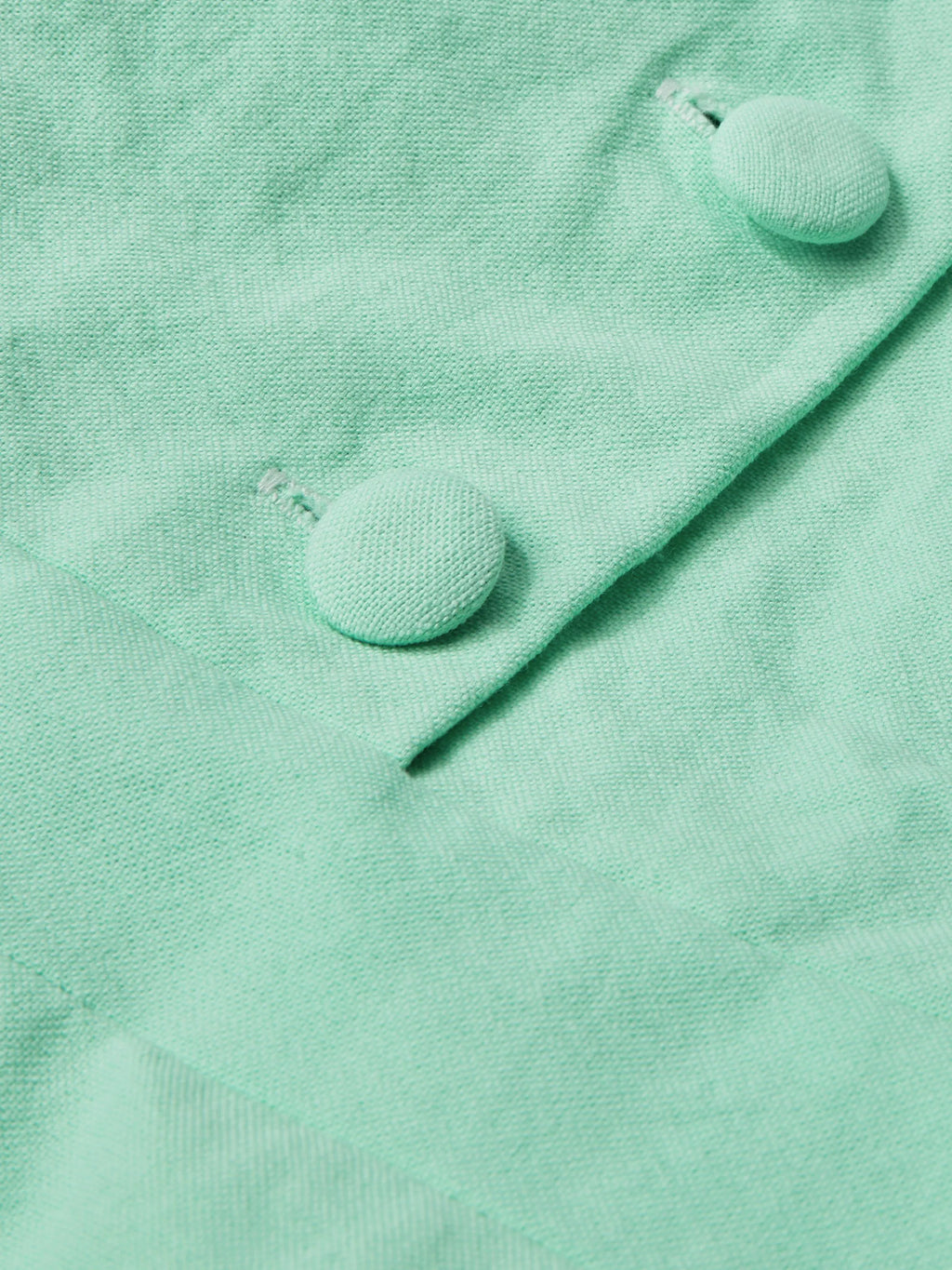 Maxi Cotton Dress , Cap Sleeves, Shawl Collar, Plain, Button Design, Vintage,  Light Green