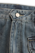 Casual Fashion Gradient Washed Denim Blue Gray Loose Pants