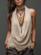 Casual & Sexy Knitted Tank Top Two-piece Set
